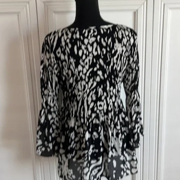 Baby Doll Sheer Elbow Bell Sleeve Top - Picture 6 of 8